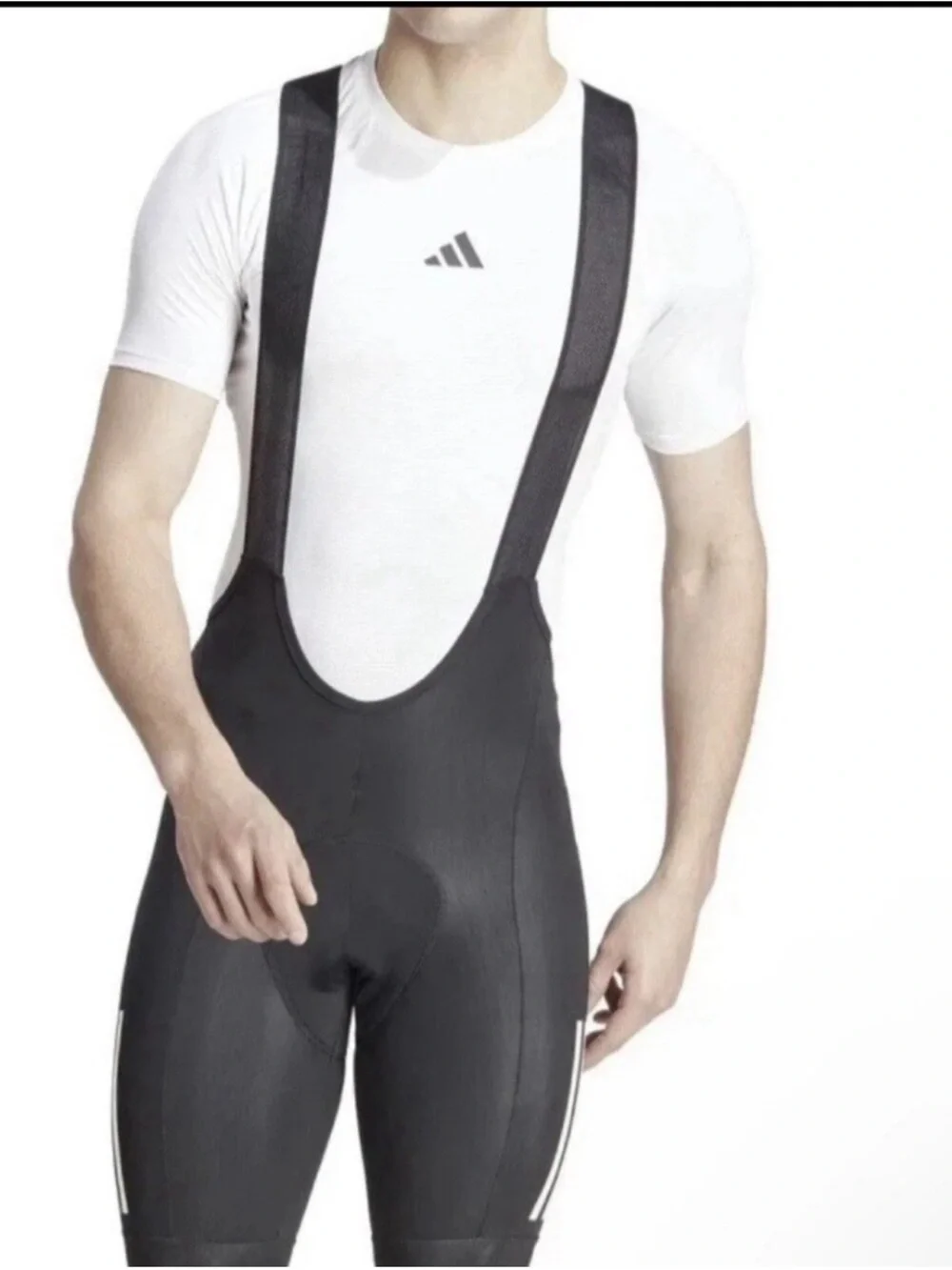 NWT Adidas Essentials 3 Stripes Padded Cycling Bib Shorts